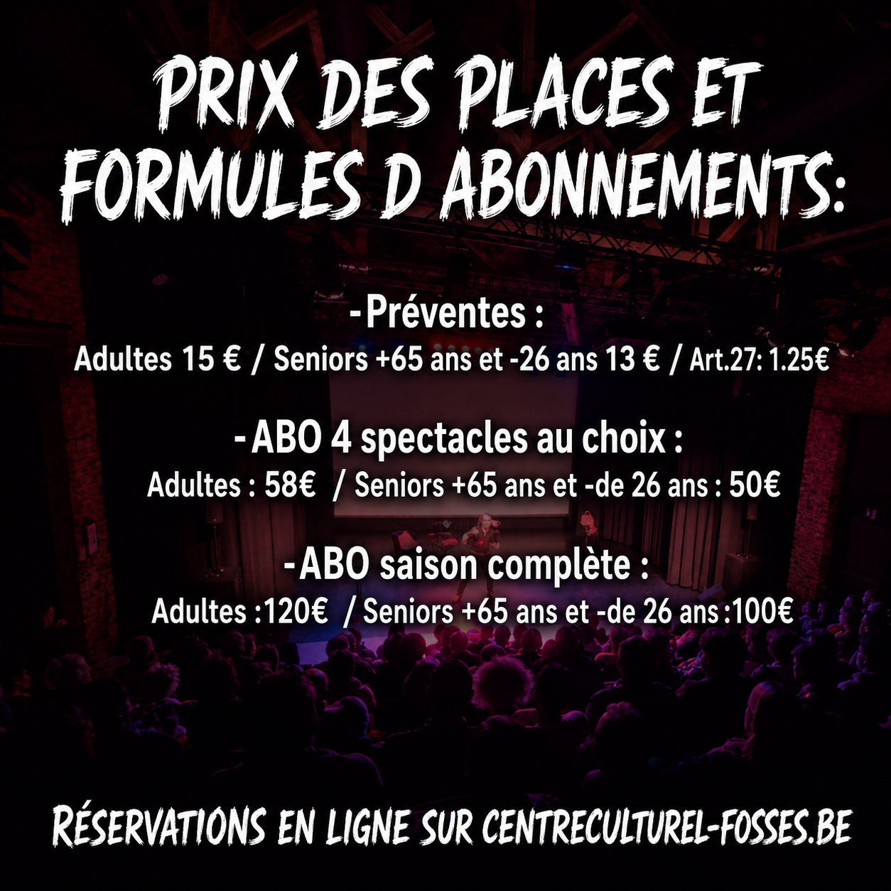 Lire la suite à propos de l’article Nos Tarifs de Saison 2026-2027