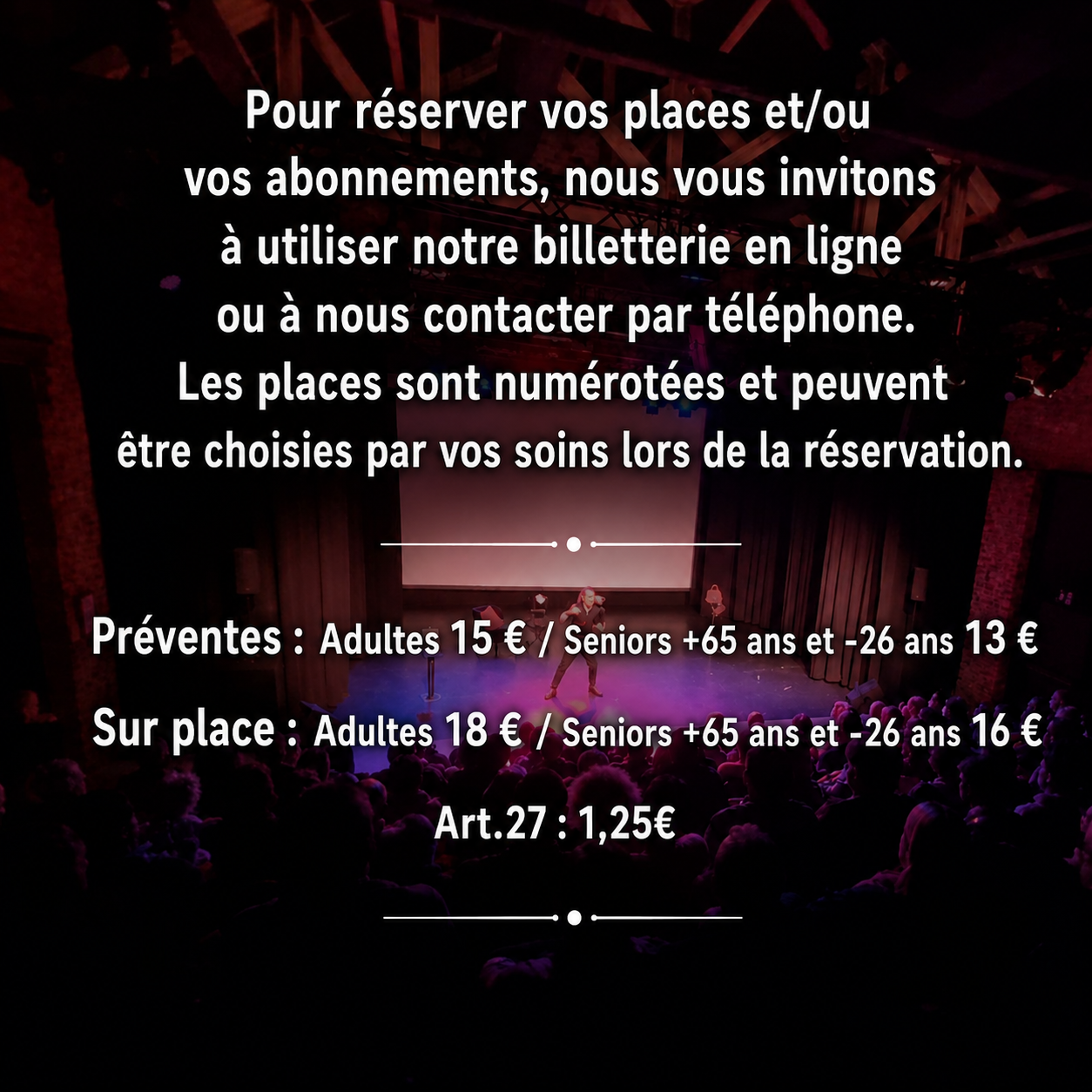 Nos Tarifs de Saison 2026-2027